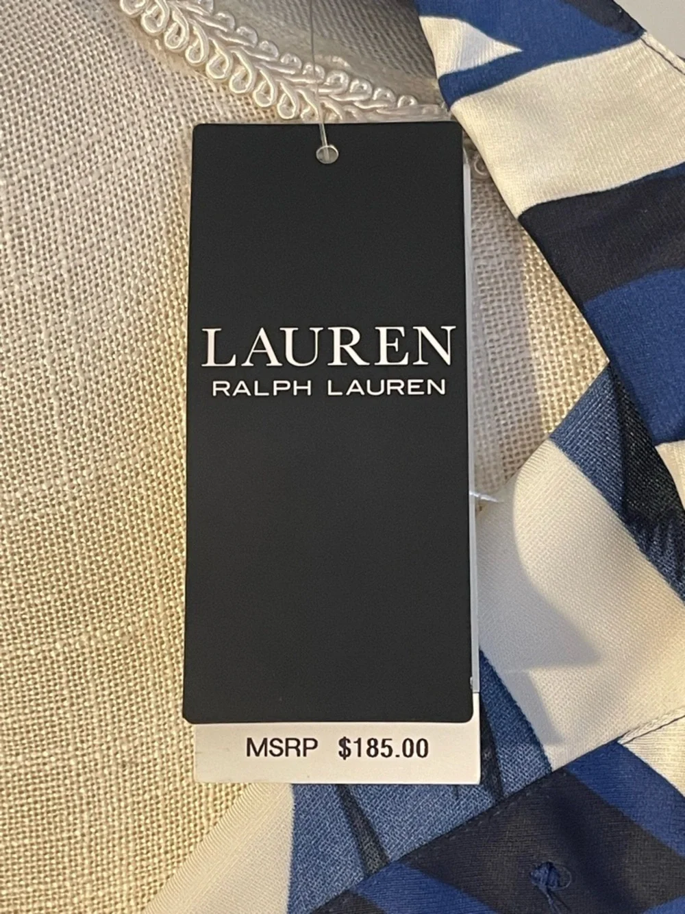 Ralph Lauren Navy and White Abstract Midi Shirt Dress - Picture 9 of 12